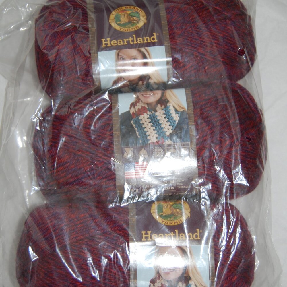 Same Dye Lot of 3, Lion Brand Heartland Yarn, #4 Worsted, Isle Royale
